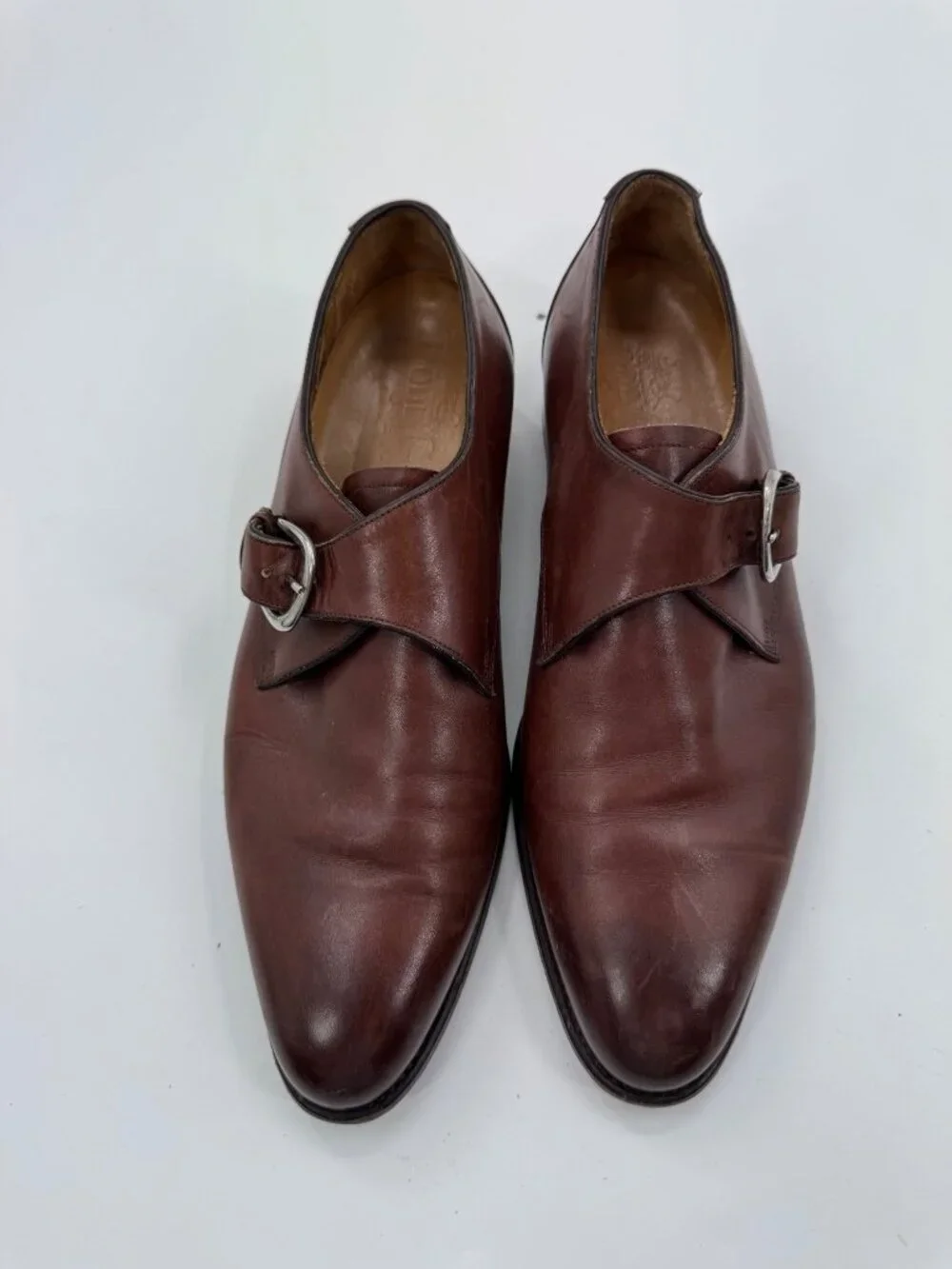 Loding Mens Brown Leather Monk Strap Shoes Size UK 7 US 8 With Goodyear Welt